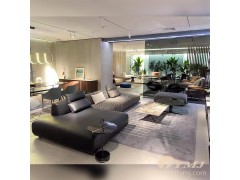 天一美家意式极简家具皮布艺别墅U型沙发图5